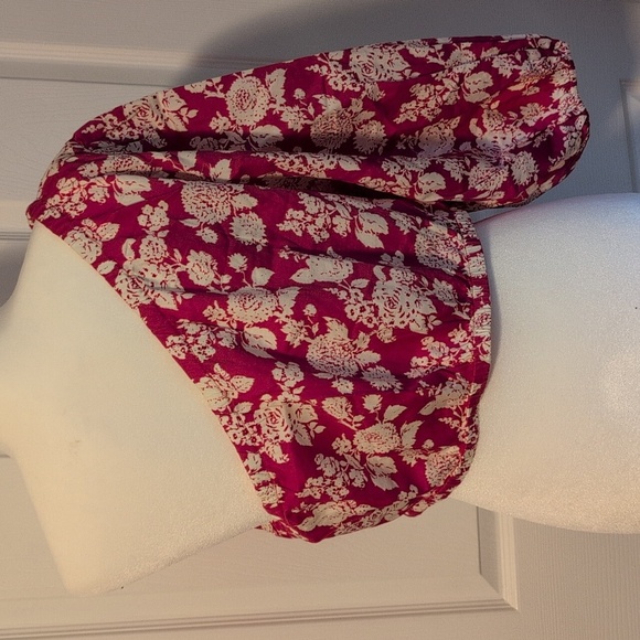 Magenta Pink Floral One Shoulder Long Sleeve Crop Top NWT - Picture 5 of 7